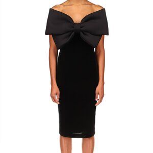 Badgley Mischka Scuba Bow-Front Velvet Cocktail Dress. Size 4.